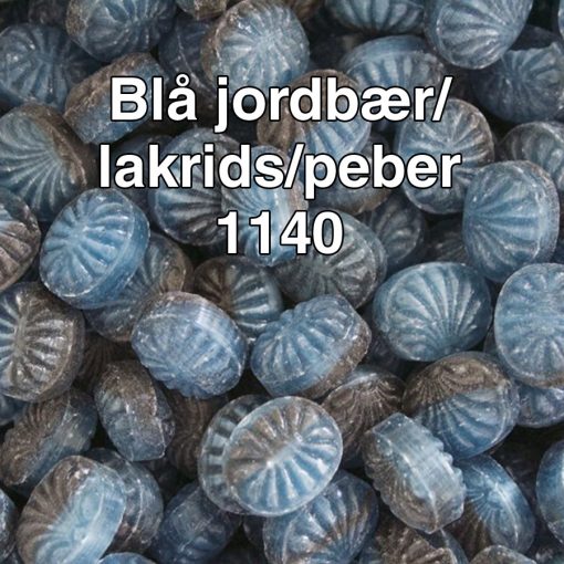 Blå jordbær/lakrids/peber bolsjer 1140