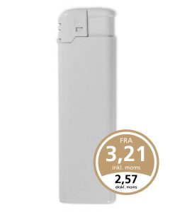 Hvid FC Elektron lighter med tryk af 1 eller 2 trykfarver på enten en eller begge sider af lighteren