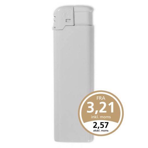 Hvid FC Elektron lighter med tryk af 1 eller 2 trykfarver på enten en eller begge sider af lighteren