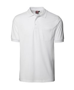 Klassisk ID Polo-shirt Nr 0520 med brystlomme, Klassisk poloshirt hvid