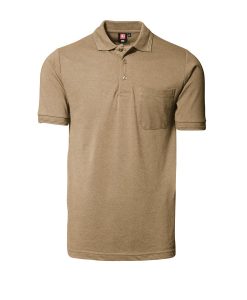 Klassisk ID Polo-shirt Nr 0520 med brystlomme, Klassisk poloshirt sand