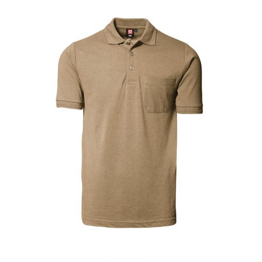 Klassisk ID Polo-shirt Nr 0520 med brystlomme, Klassisk poloshirt sand