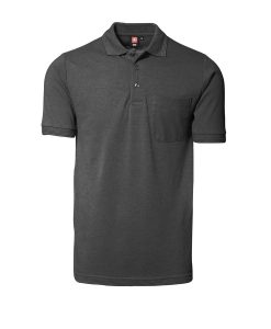 Klassisk ID Polo-shirt Nr 0520 med brystlomme, Klassisk poloshirt koks grå