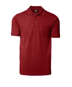 Klassisk ID Polo-shirt Nr 0520 med brystlomme, Klassisk poloshirt rød