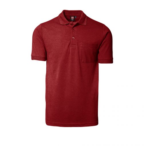 Klassisk ID Polo-shirt Nr 0520 med brystlomme, Klassisk poloshirt rød