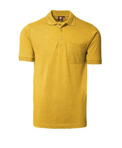 Klassisk ID Polo-shirt Nr 0520 med brystlomme, Klassisk poloshirt gul