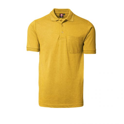 Klassisk ID Polo-shirt Nr 0520 med brystlomme, Klassisk poloshirt gul