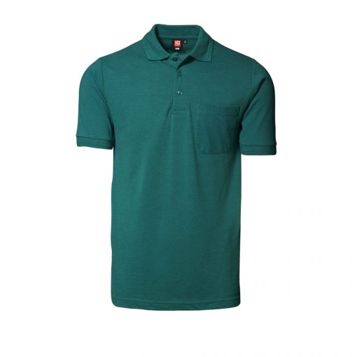 Klassisk ID Polo-shirt Nr 0520 med brystlomme, Klassisk poloshirt grøn