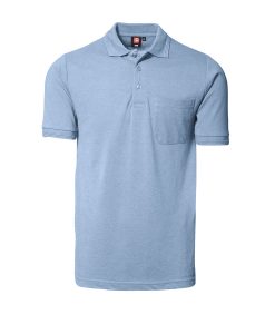 Klassisk ID Polo-shirt Nr 0520 med brystlomme, Klassisk poloshirt lys blå
