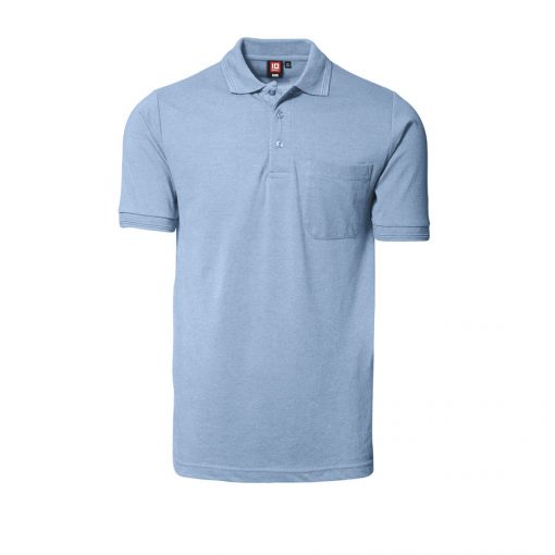 Klassisk ID Polo-shirt Nr 0520 med brystlomme, Klassisk poloshirt lys blå