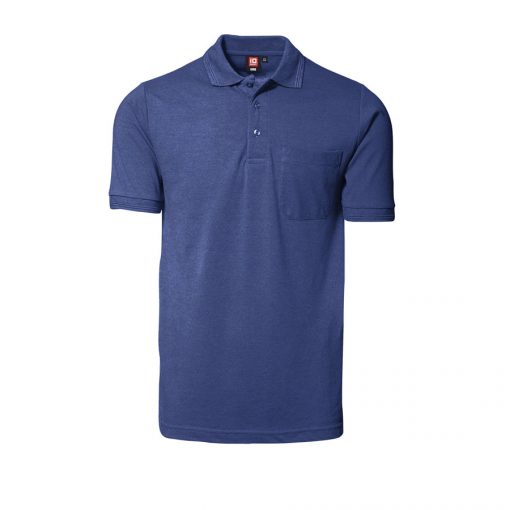 Klassisk ID Polo-shirt Nr 0520 med brystlomme, Klassisk poloshirt kongeblå