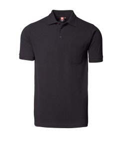 Klassisk ID Polo-shirt Nr 0520 med brystlomme,Klassisk poloshirt sort